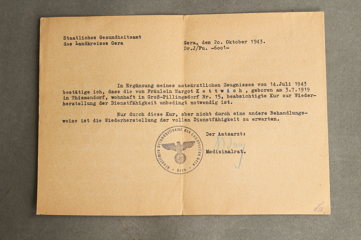 WW2 Tyske papirer fra samme person. Én med HH-hilsen. Original.
