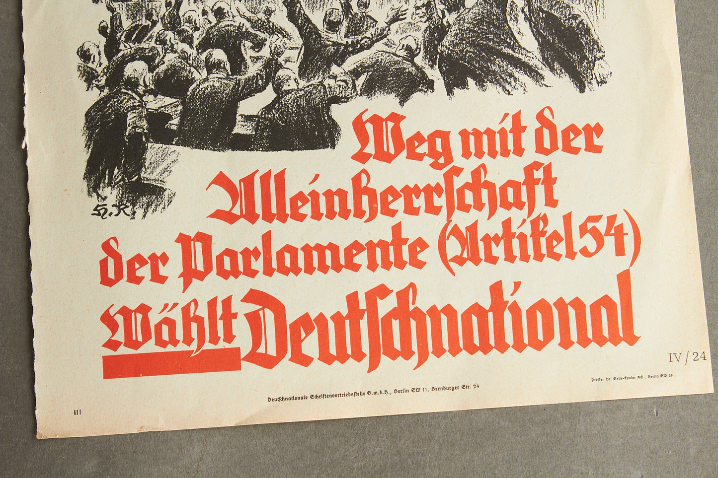 WW2 Tysk Politisk Løbeseddel fra valget i 1932. Original.