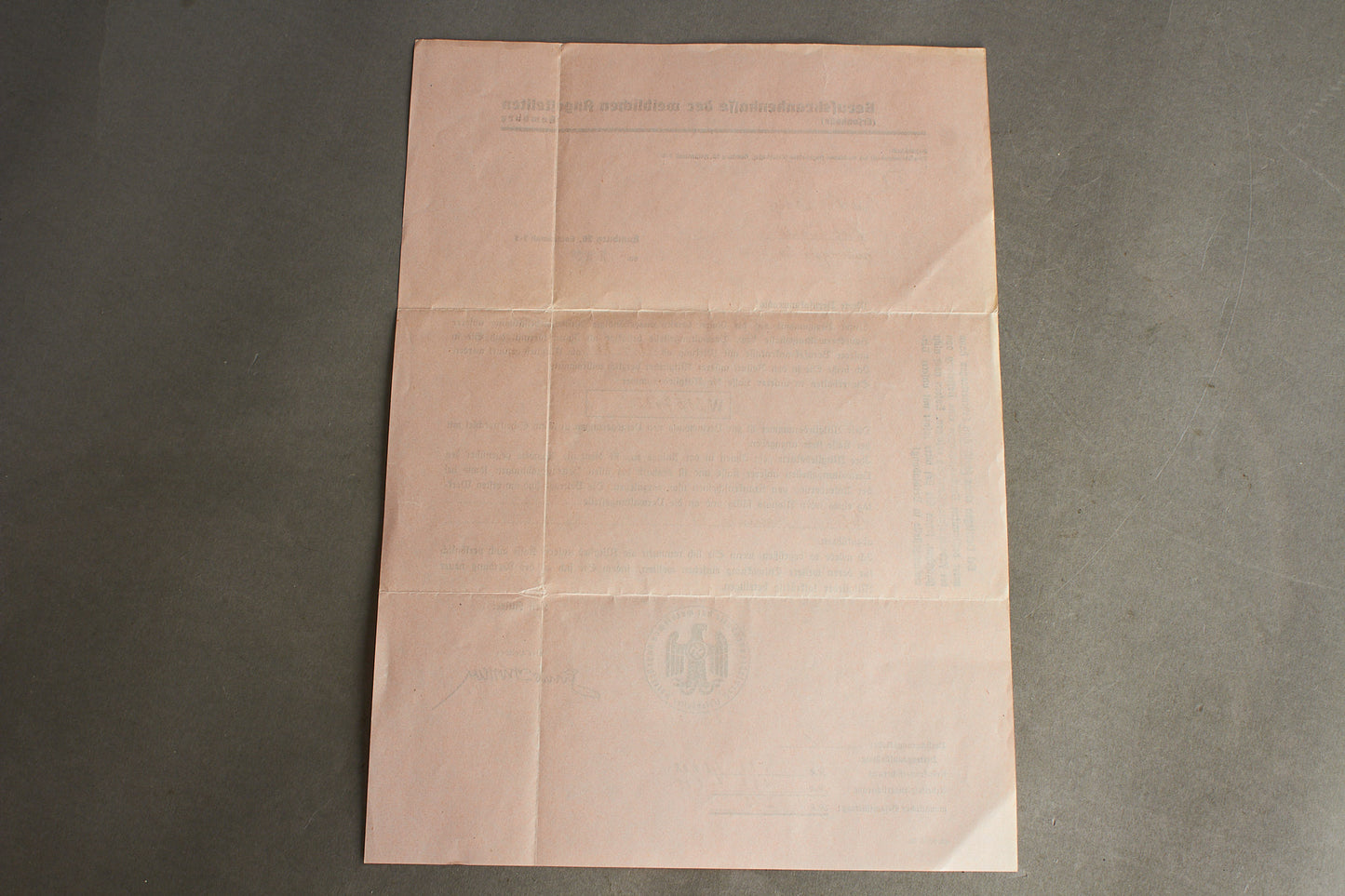 WW2 Tysk Dokument fra Sygesikrings Kasse i Hamborg. Meget illustrativ. Original.