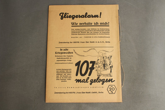 WW2 Tysk NSDAP Blad fra 1939. Original.
