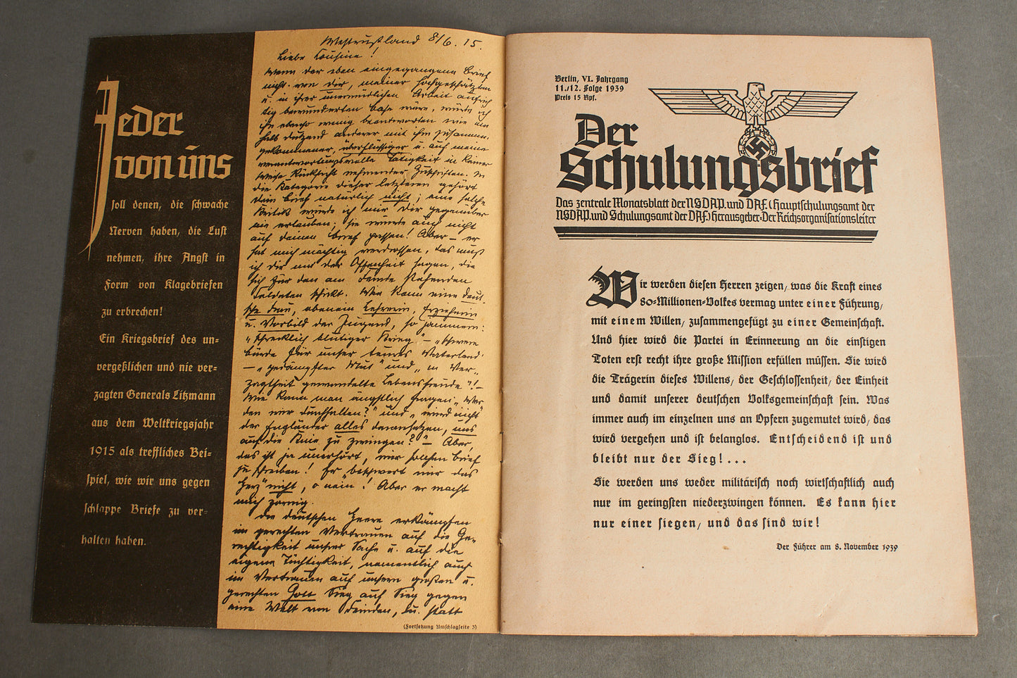 WW2 Tysk NSDAP Blad fra 1939. Original.
