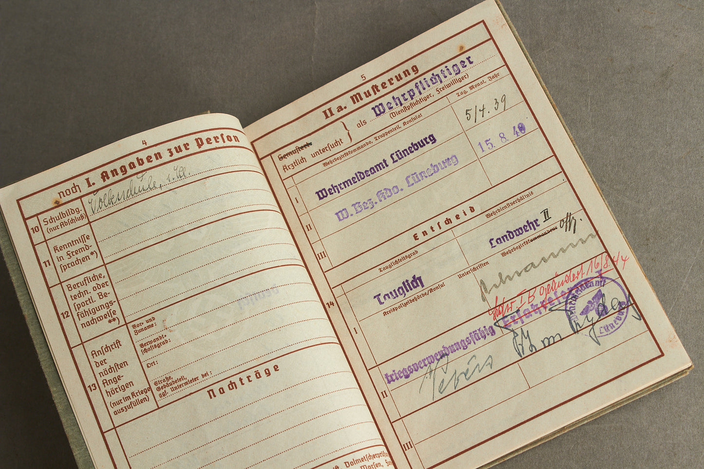 WW2 Tysk Wehrpass. Original.