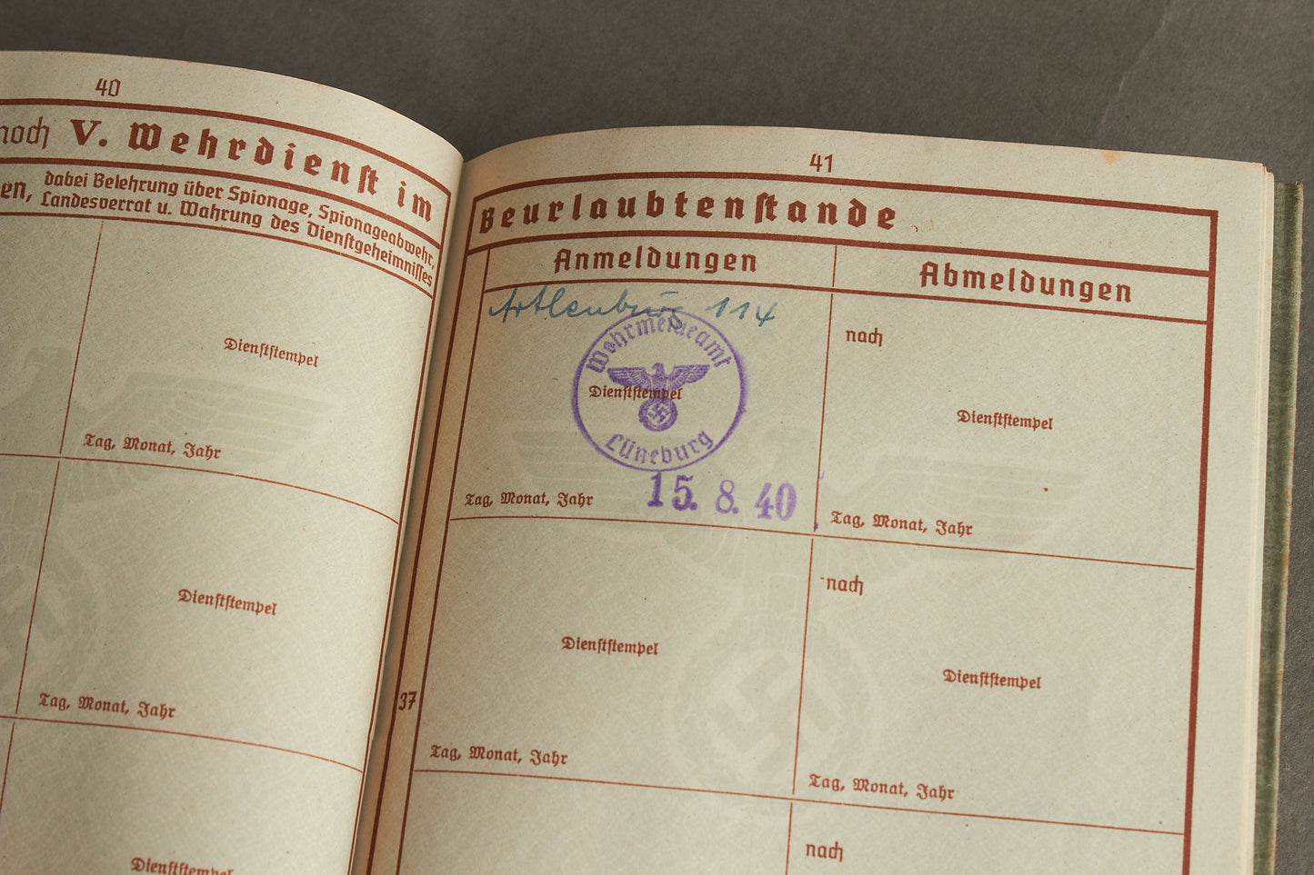 WW2 Tysk Wehrpass. Original.