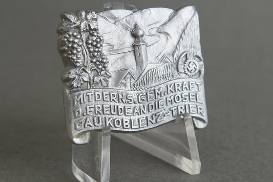 WW2 Tysk Kraft durch Freude (KdF) "Gau Koblenz-Trier" Tinnie. Original.