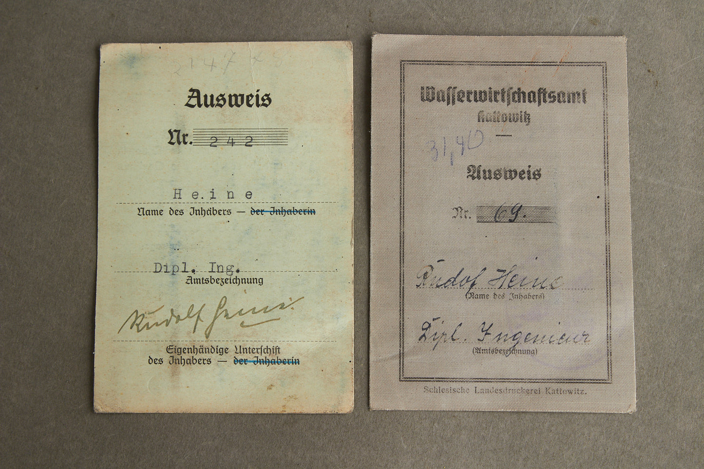 WW2 Tysk "Ausweis" fra samme mand. Original.