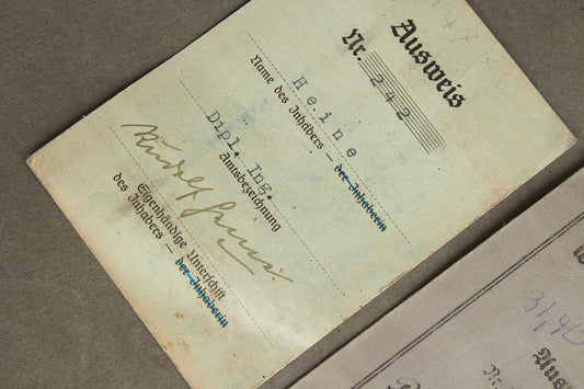 WW2 Tysk "Ausweis" fra samme mand. Original.