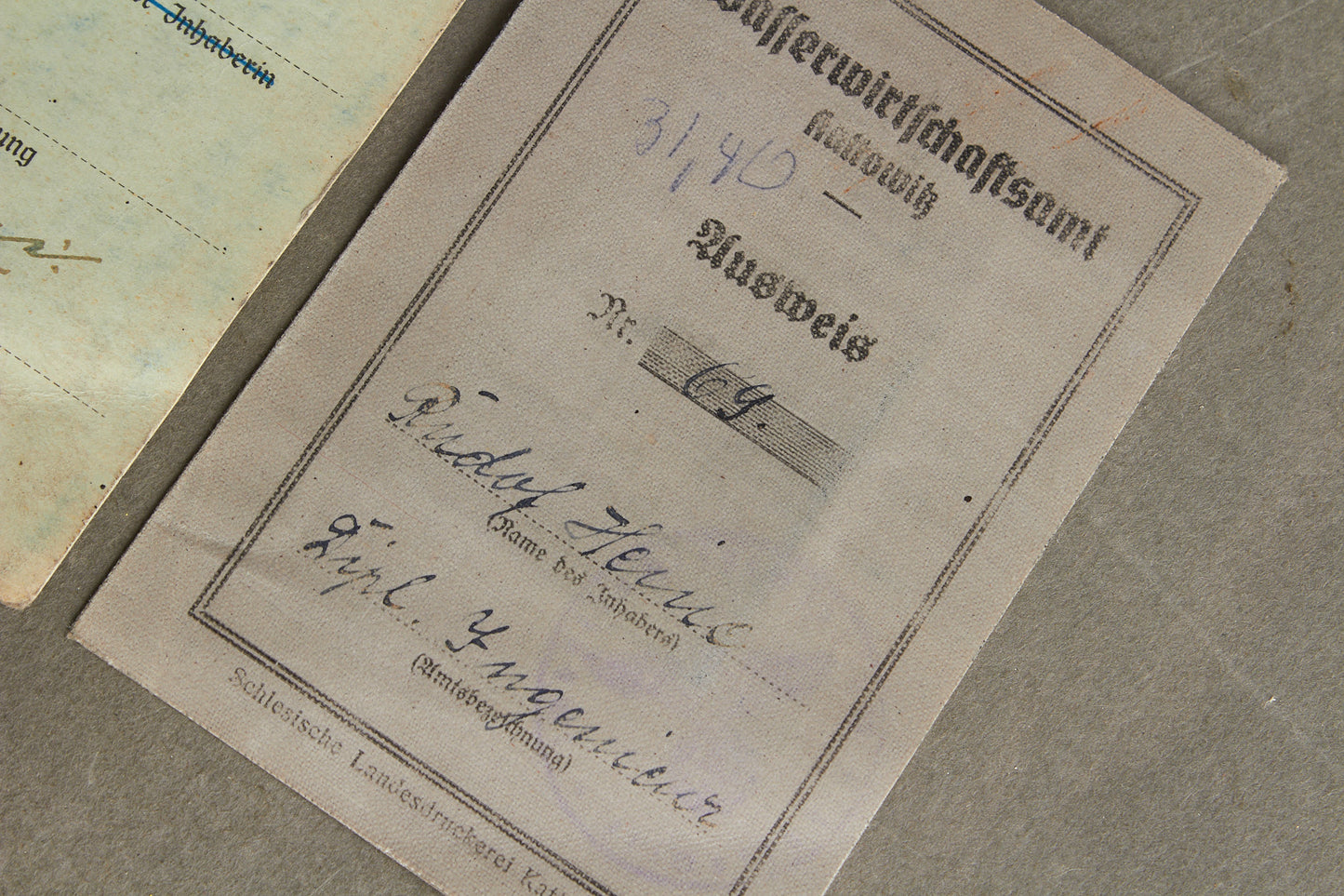 WW2 Tysk "Ausweis" fra samme mand. Original.