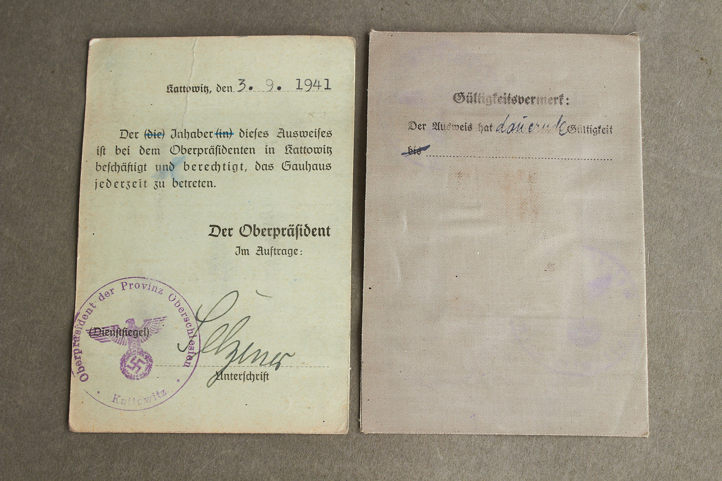 WW2 Tysk "Ausweis" fra samme mand. Original.
