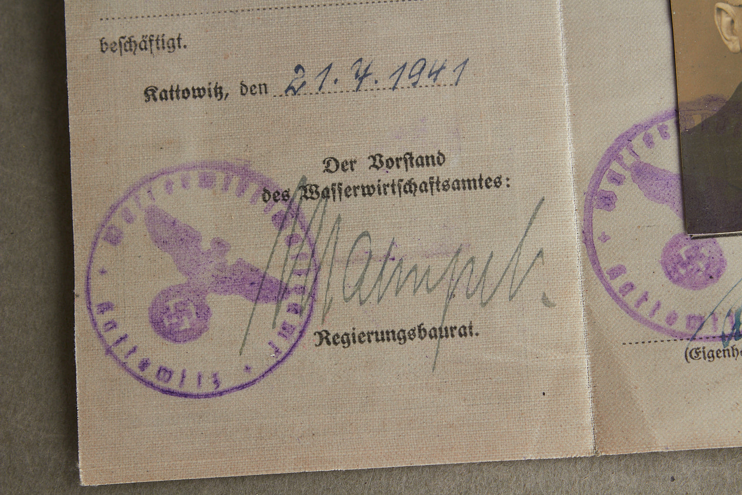 WW2 Tysk "Ausweis" fra samme mand. Original.