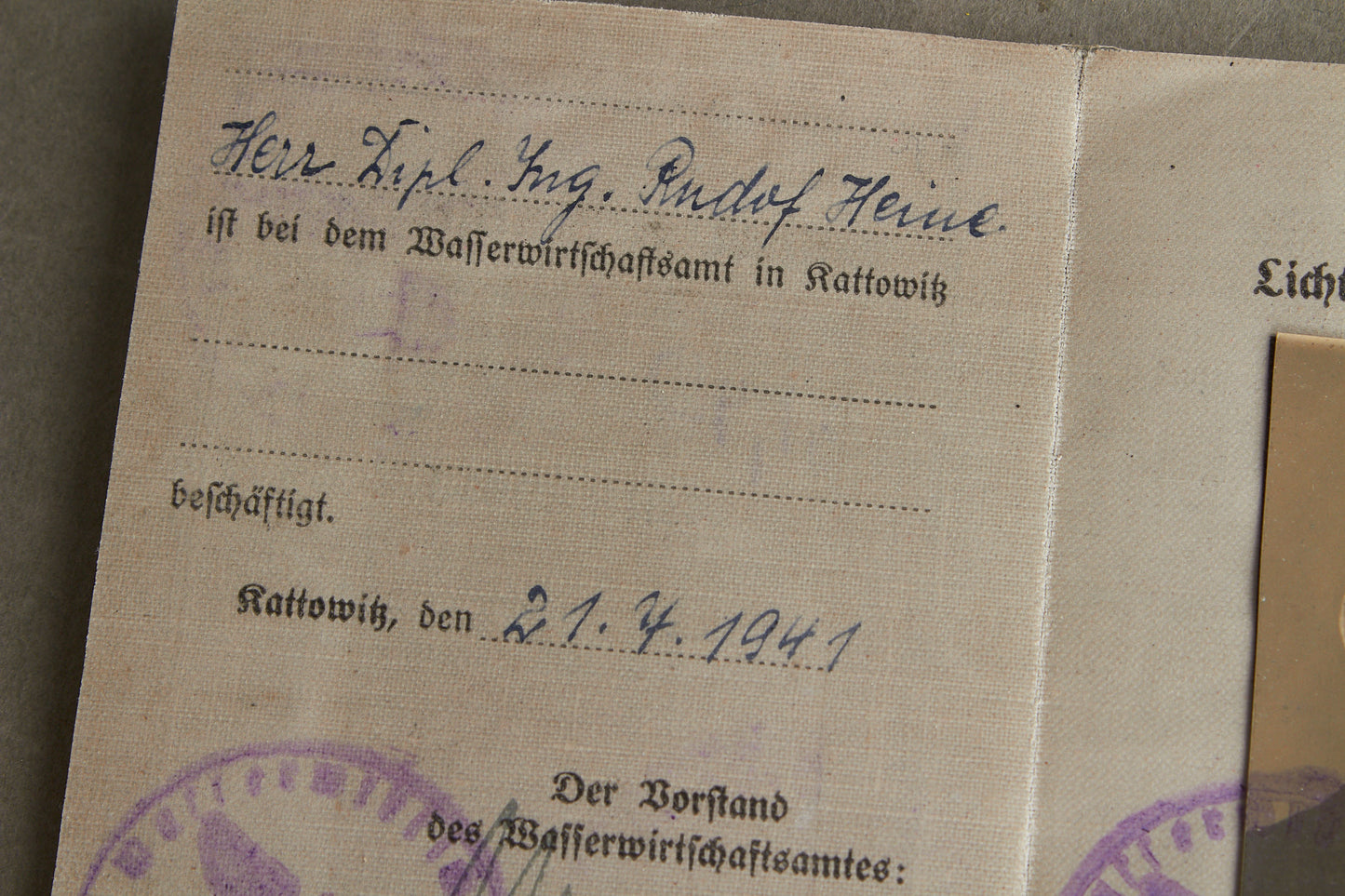 WW2 Tysk "Ausweis" fra samme mand. Original.