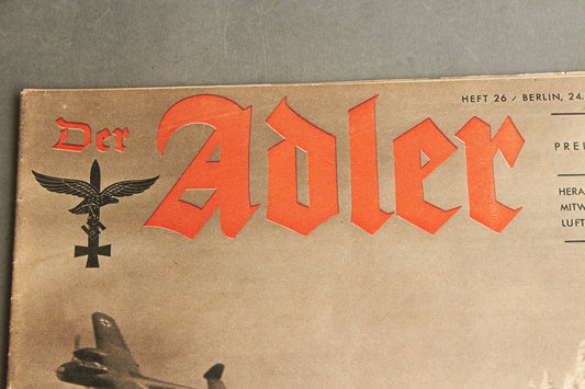 WW2 Tysk Luftwaffe "Der Adler" Blad. Flak forside. Original.