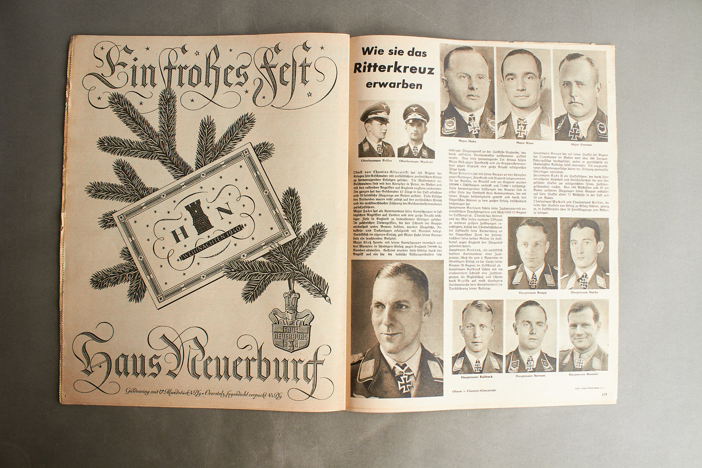 WW2 Tysk Luftwaffe "Der Adler" Blad. Flak forside. Original.