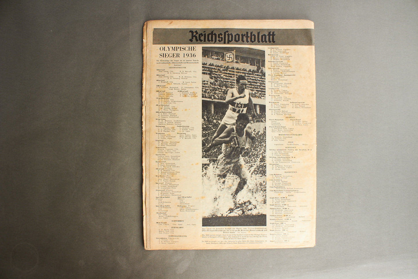 WW2 Tysk Olympiade Blad fra 1936. Stor, A3 størrelse. Original.