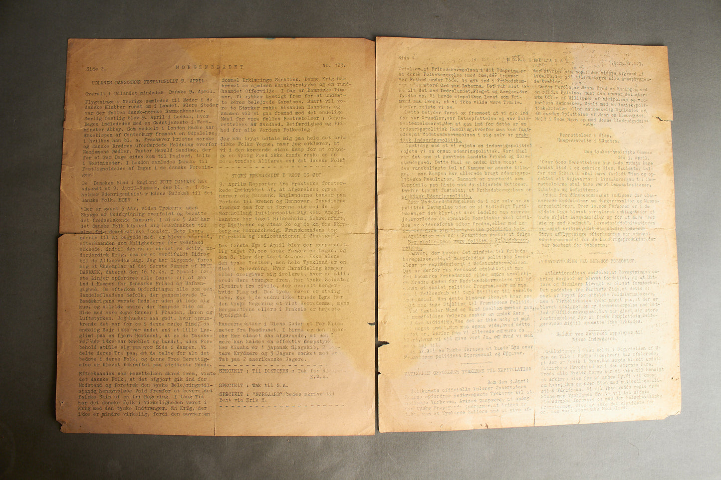 WW2 Dansk Modstandsbevægelsen Illegalt "Morgenbladet". Original.