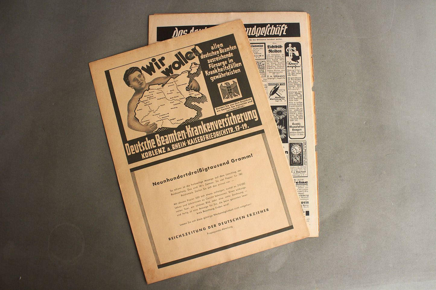 WW2 Tysk NSDAP Blad. Forside og bagside er løs. Original.