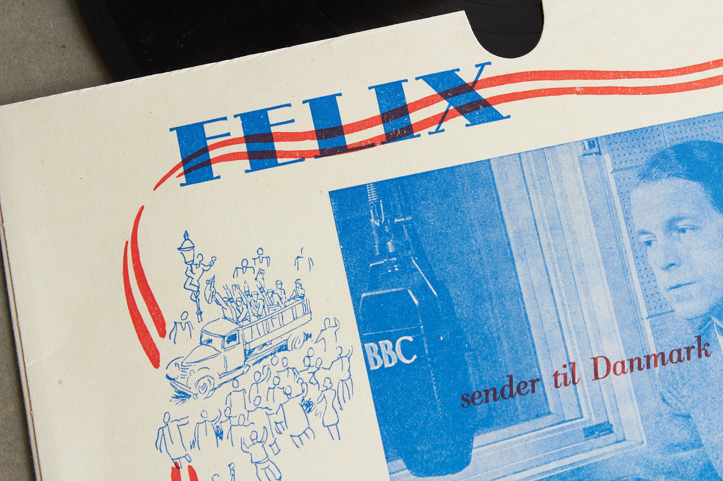 WW2 Dansk 4. Maj LP Plade med BBC Frihedsbudskab 4. maj 1945. Original.