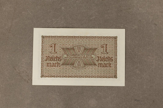 WW2 Tysk "1 Reichsmark" pengeseddel. Med ørn og hagekors. Original.