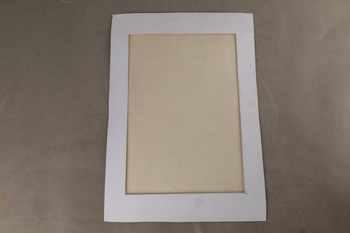 WW2 Tysk stor "Glückwusch-Urkunde" ved 50 års bryllupsdag fra AH. Sjælden. Original.