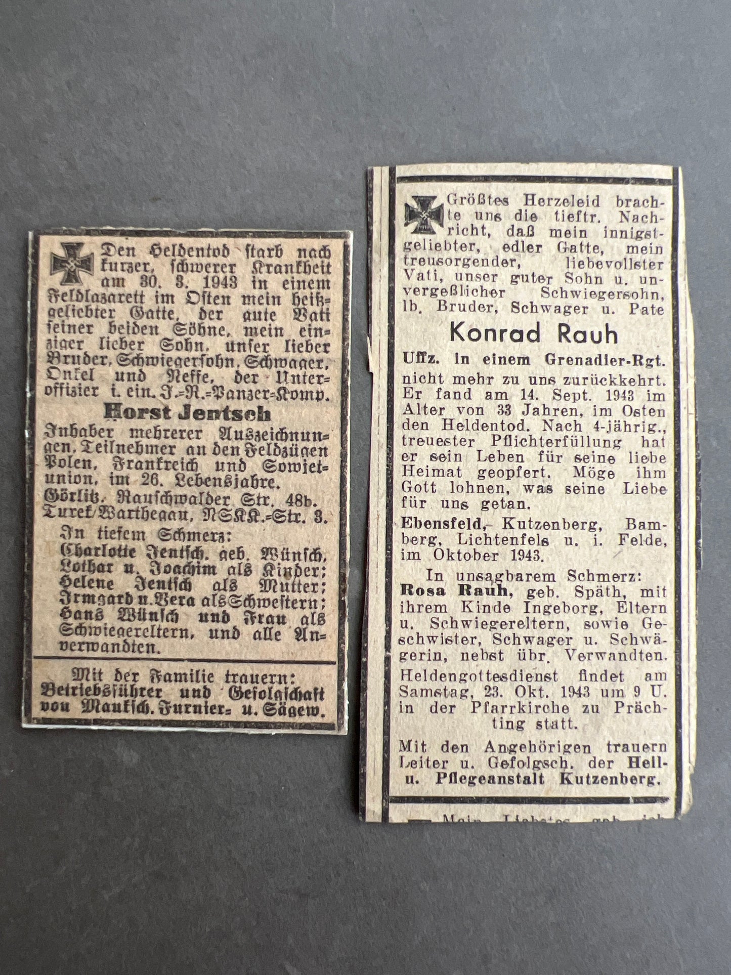 WW2 Tysk Wehrmacht Dødsannoncer. Original.