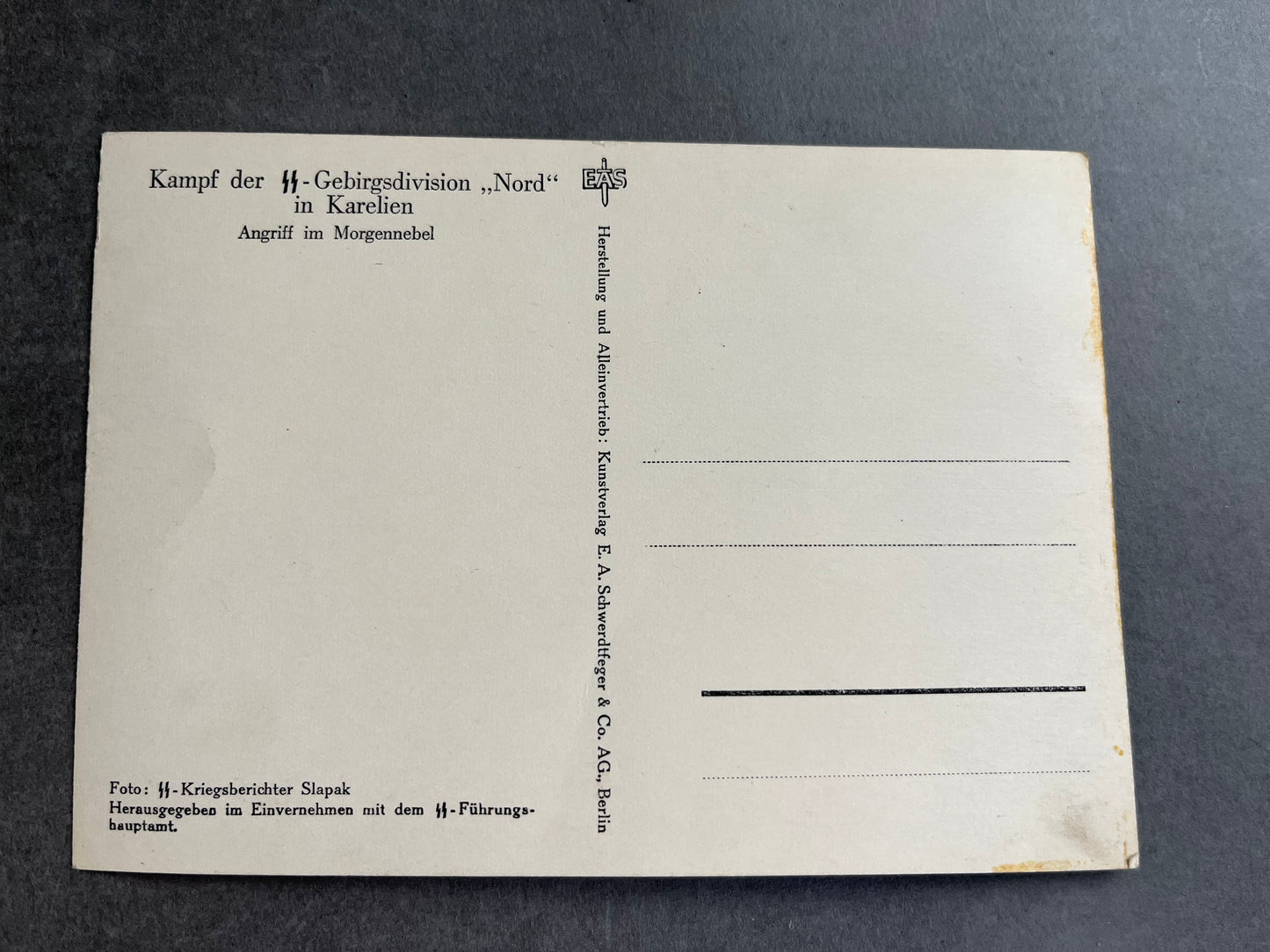 WW2 Tysk Waffen-SS Postkort. Original.