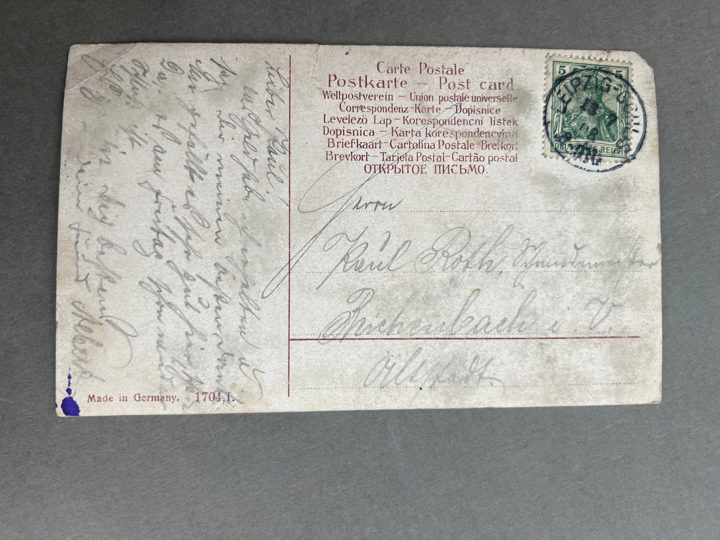 WW1 Tysk Postkort. Original.