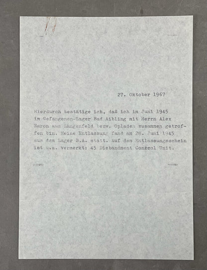 WW2 Tysk Interessant Lot fra samme person. Arbejdede for USA på en Fliegerhorst i 1945. Original.