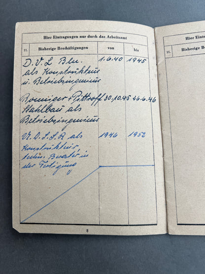 Østtysk DDR Arbeitsbuch. Original.