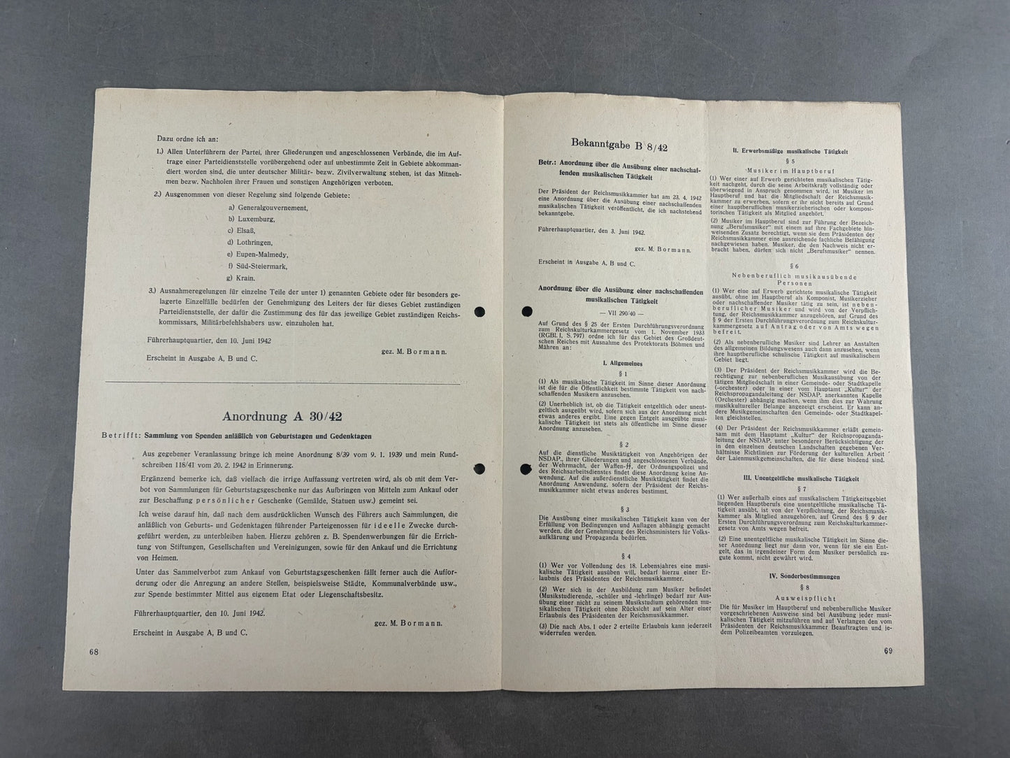 WW2 Tysk NSDAP "Reichsverfügungsblatt". Original.