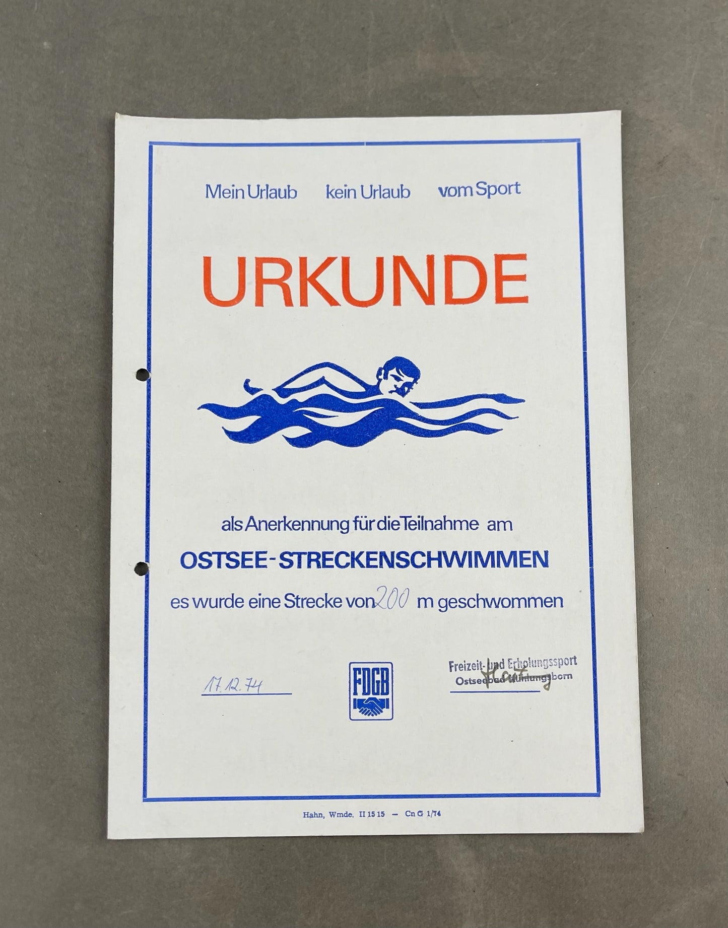 Østtysk DDR Stort Urkunde/Medalje Lot. Original.