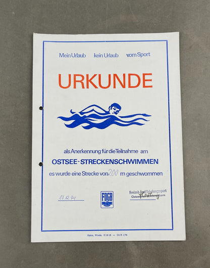 Østtysk DDR Stort Urkunde/Medalje Lot. Original.
