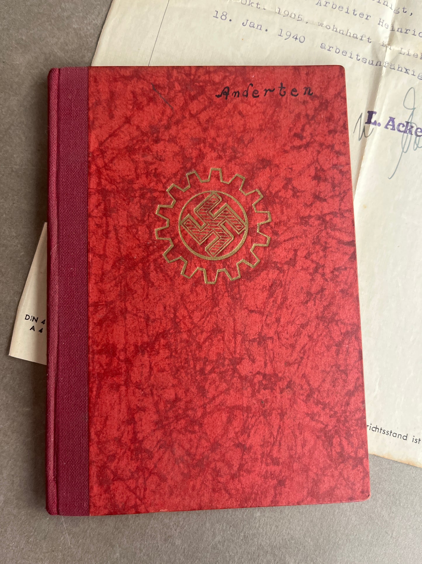 WW2 Tysk DAF Medlemsbog. Original