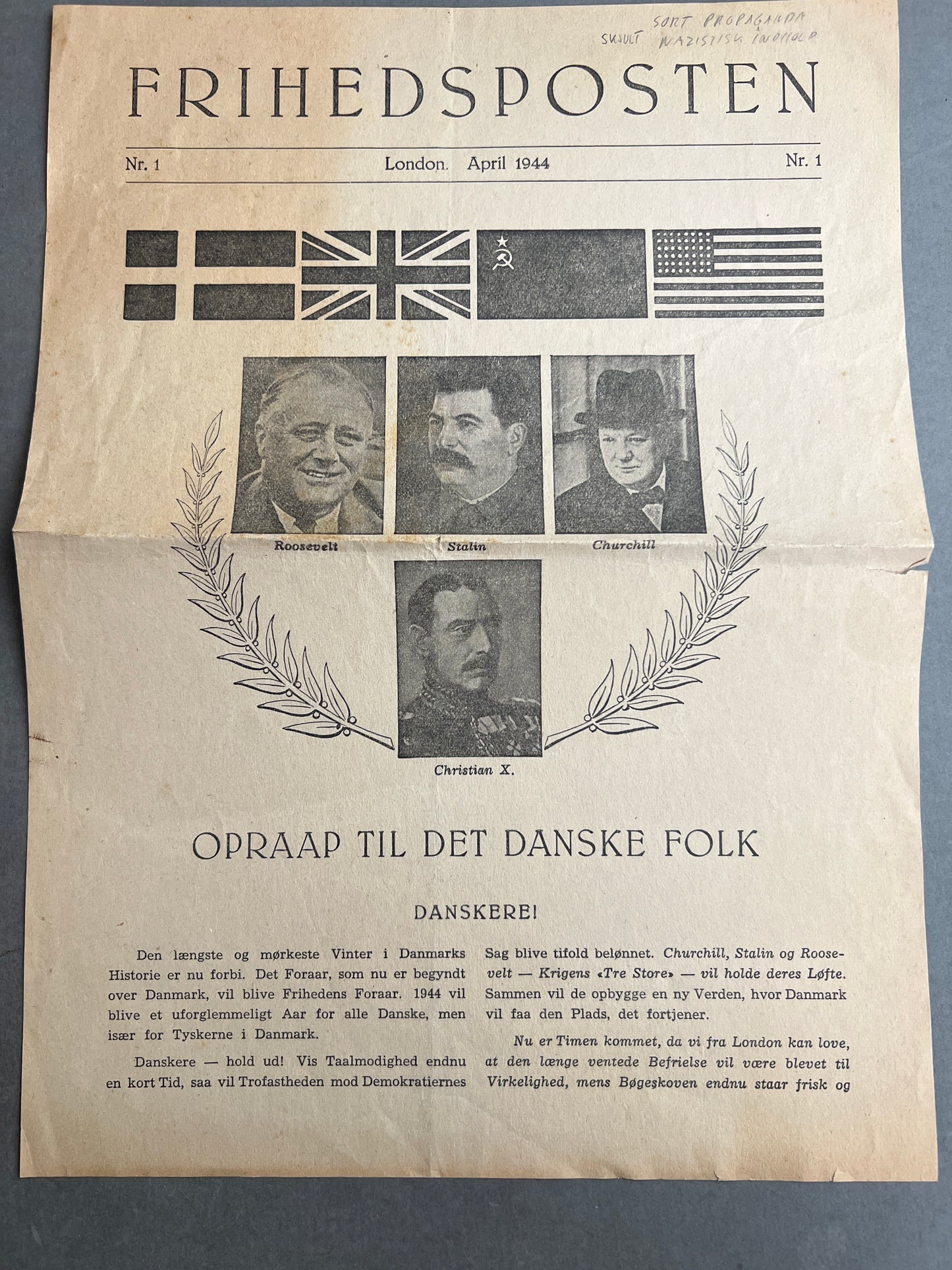 WW2 Dansk Illegalt "Frihedsposten". Original.