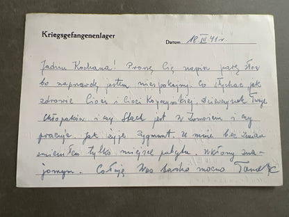 WW2 Tysk Krigsfange postkort. Original.