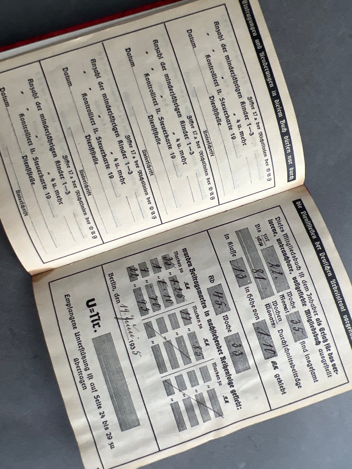 WW2 Tysk DAF Medlemsbog. Godt udfyldt. Original.