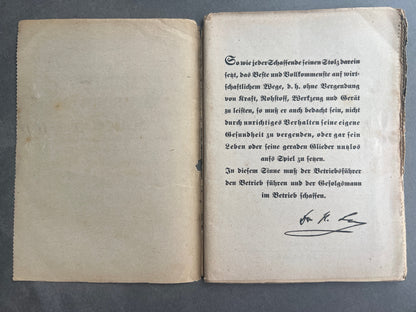 WW2 Tysk DAF Kalender. Original.