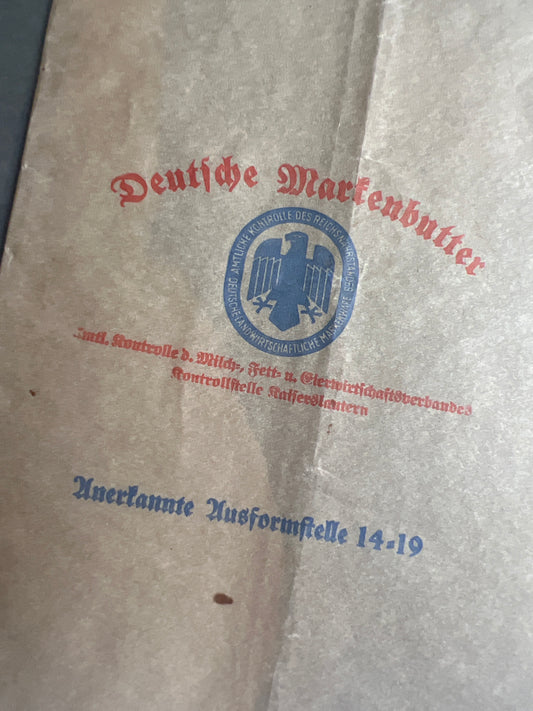WW2 Tysk "Markenbutter" Papirspose. God til display. Original.