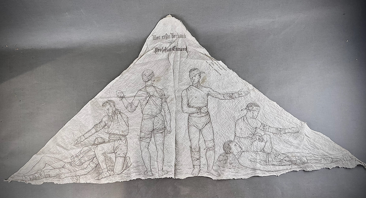 WW1 Tysk Feltforbinding med vejledning trykt. En af de bedre. Dekorativ. Original.