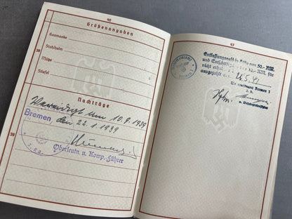 WW2 Tysk Wehrmacht Wehrpass. WW1-Veteran. Original.