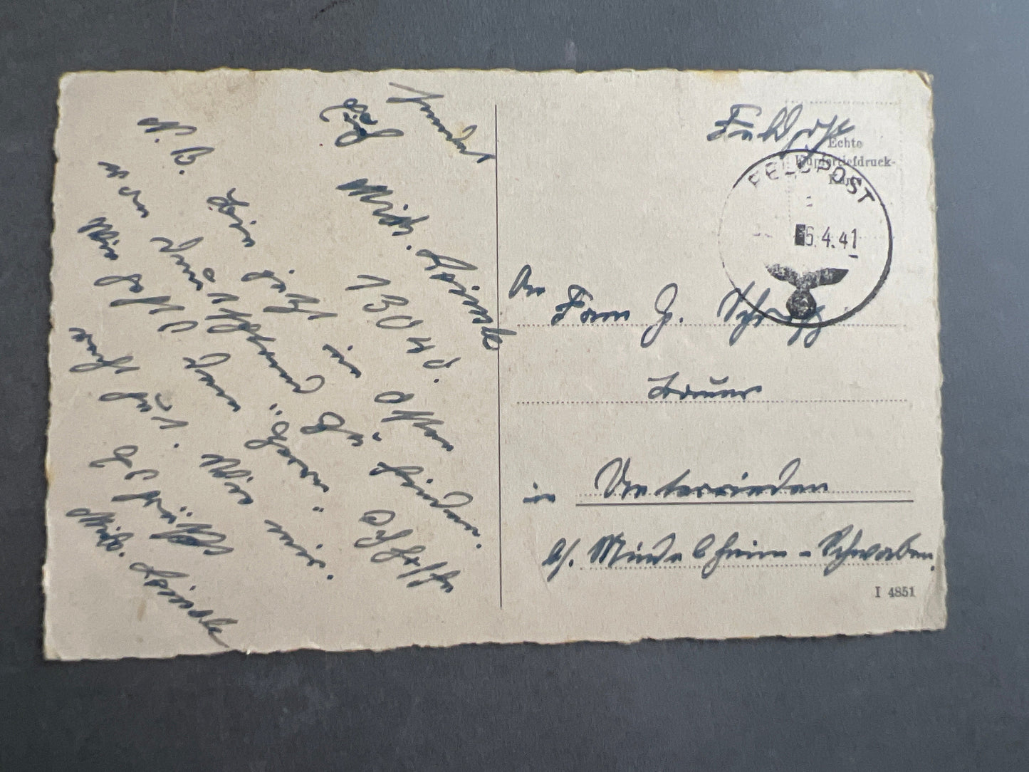 WW2 Tysk Feldpost. Original.