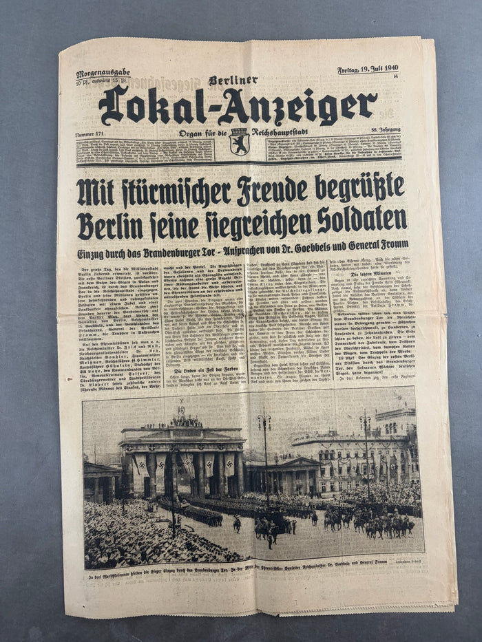 WW2 Tysk Avis fra Berlin. Original.