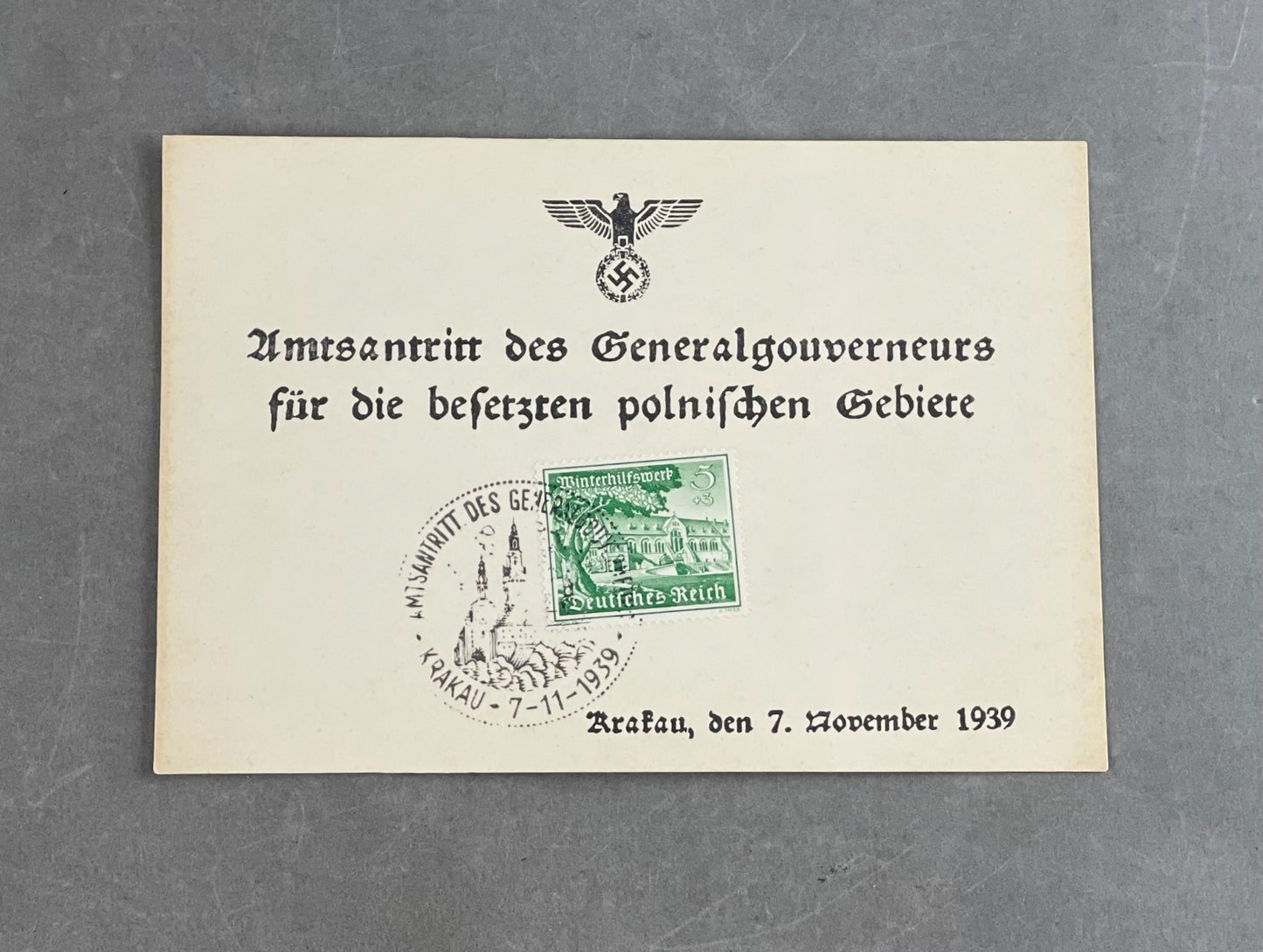 WW2 Tysk Frimærkeark ifm. indtagelsen af polen. Godt stemplet. Original.