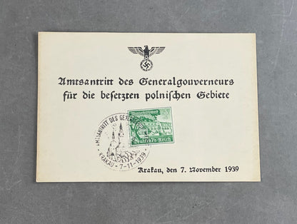 WW2 Tysk Frimærkeark ifm. indtagelsen af polen. Godt stemplet. Original.