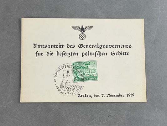 WW2 Tysk Frimærkeark ifm. indtagelsen af polen. Godt stemplet. Original.