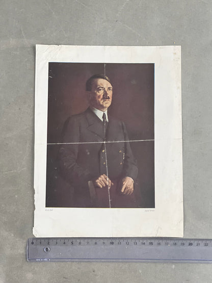 WW2 Tysk Stort Adolf Hitler Billede. Original.