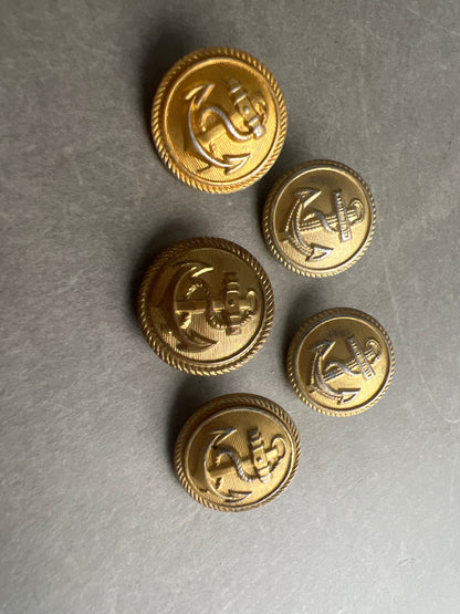 WW2 Tysk Kriegsmarine Uniformsknapper. 5 stk. Original.