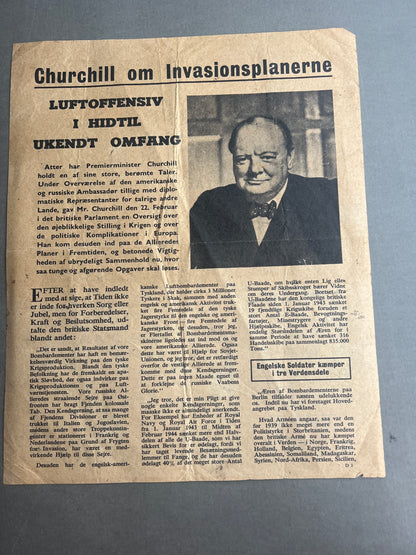 WW2 Dansk Illegal Løbeseddel. Original.