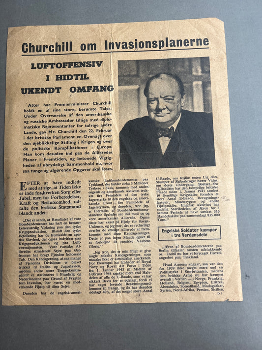 WW2 Dansk Illegal Løbeseddel. Original.