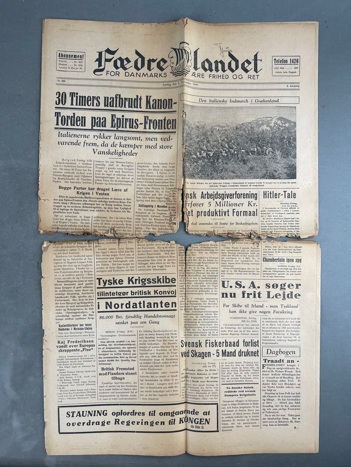 WW2 Dansk DNSAP "Fædrelandet" avis. Original.