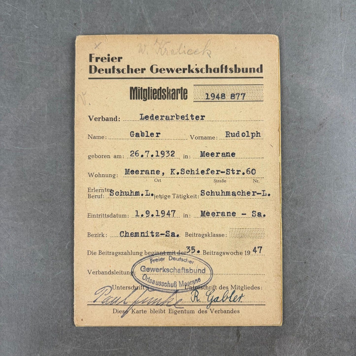 Østtysk DDR Lot af "Medlemsbøger". Original.
