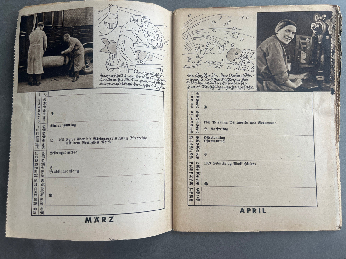 WW2 Tysk DAF Kalender. Original.